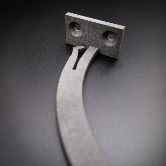 Nissan R31 Skyline centre console lid mechanism, 3D printed for precise fitment, showing the durable swing-arm design for smooth lid operation.